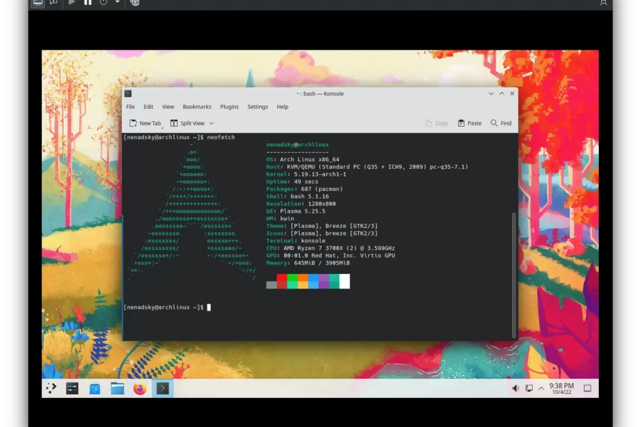 Archlinux neofetch screen