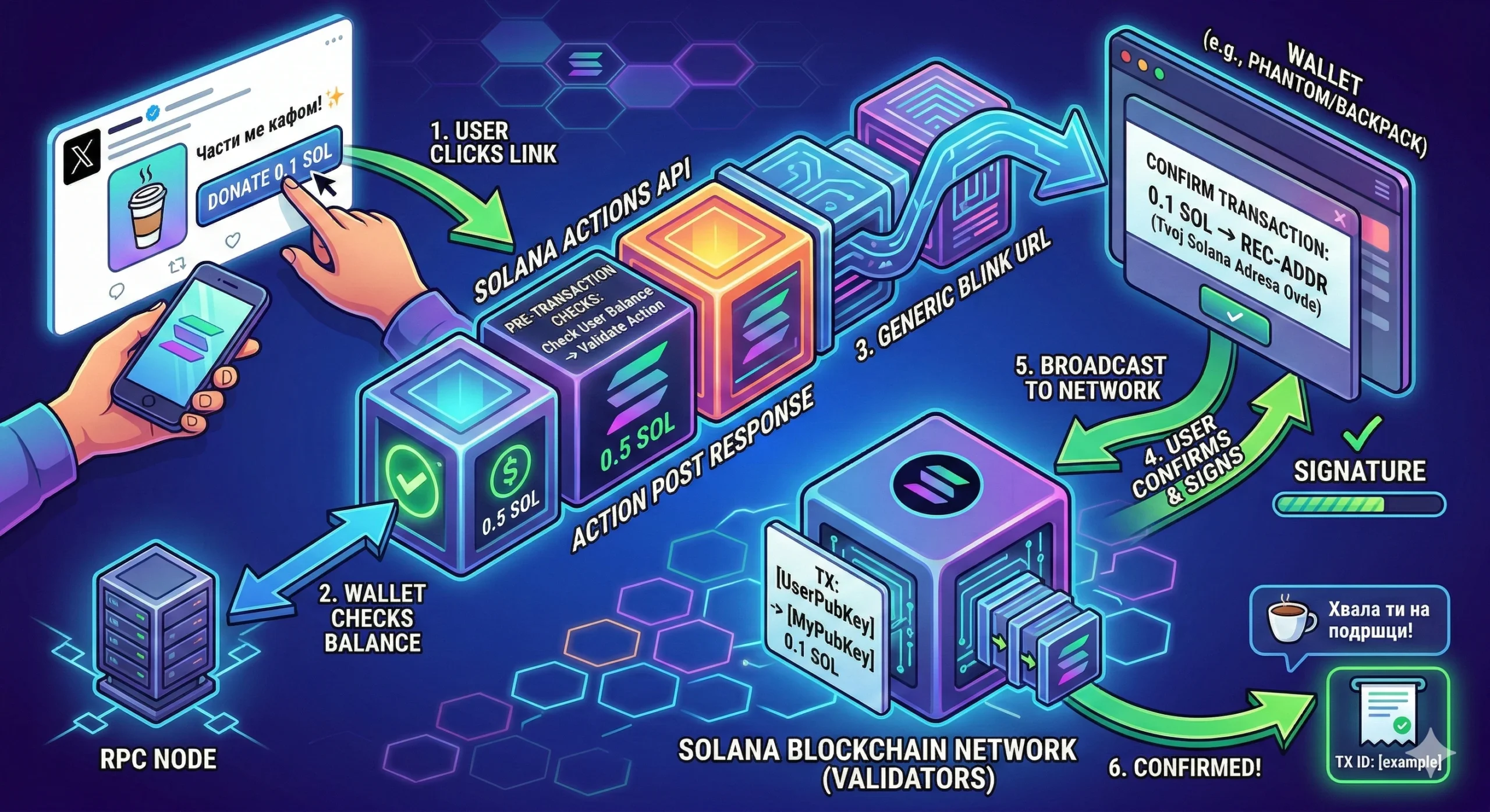 Солана блинк у акцији